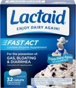 Lactaid Fast Act Laktosa Intoleransi Caplets with Lactase Enzyme, 32 Travel Packs of 1 -ct.