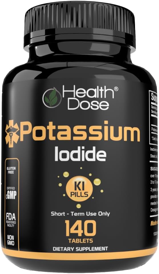 Potassium Lodide Kesehatan (KI) - 130mg, 140 Tablet - Perlindungan Jangka Waktu, Tambahan Lodium & Thyroid Kesehatan. Full Month Supply.