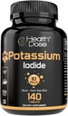 Potassium Lodide Kesehatan (KI) - 130mg, 140 Tablet - Perlindungan Jangka Waktu, Tambahan Lodium & Thyroid Kesehatan. Full Month Supply.