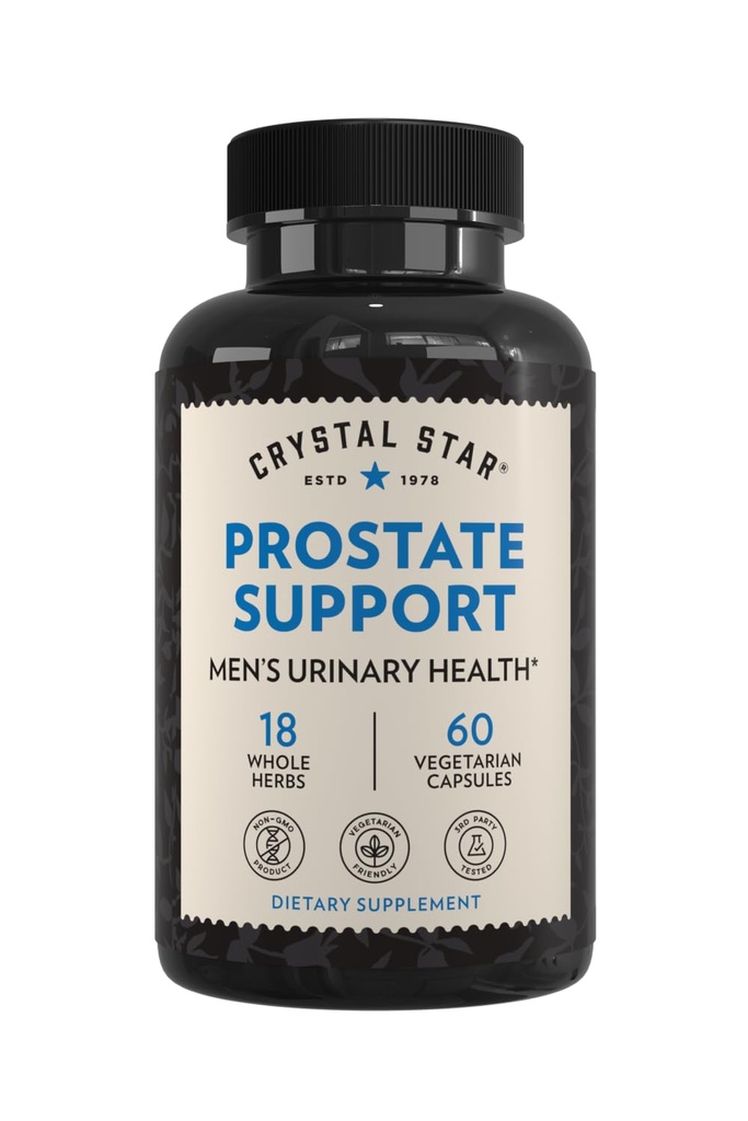 Crystal Star Prostate Dukung Saw Palmetto Suplemen Pria (60 Kapsul) - Bladder & Urine Kesehatan - Ginger & Pygeum - Non- GMO