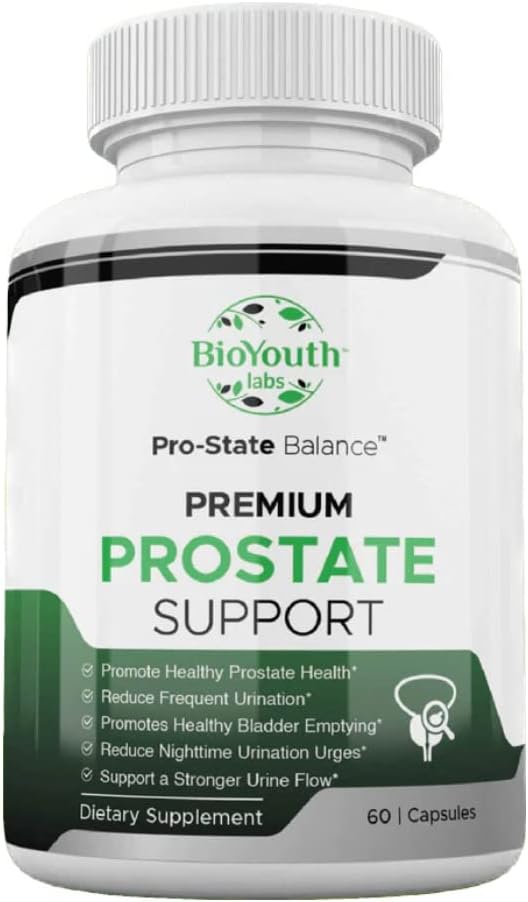 Suplemen Prostate Alam untuk Pria, 60 Kapsul - Kemiringan Nutritis Bawang Putih, Punicacigin, Tribulus Terrestris & Selenium