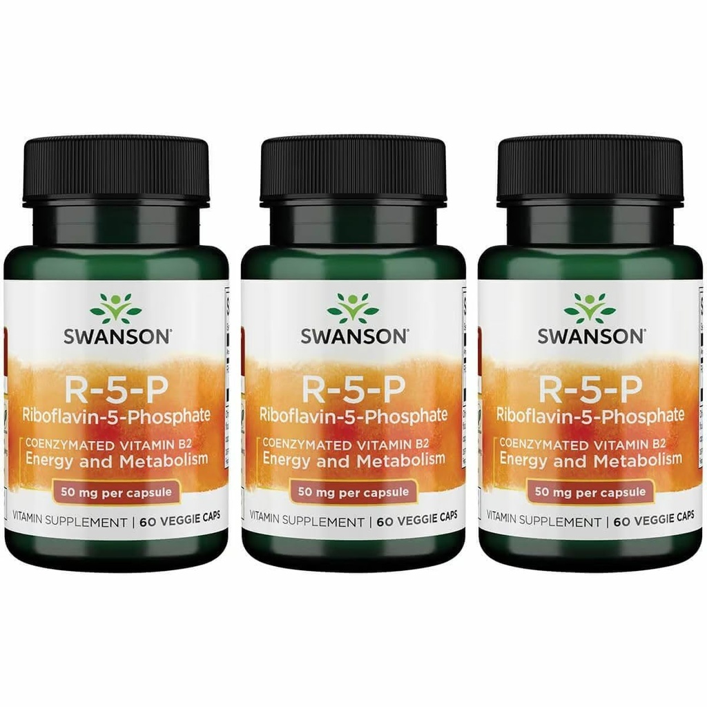 Swanson R-5- P (Riboflavin-5- Pfoshate) - Vitamin B2 Promoting Energy, Metabolisme & Vision Health - Natural Wellness Formula - (60 Capsules) (3 Pack)