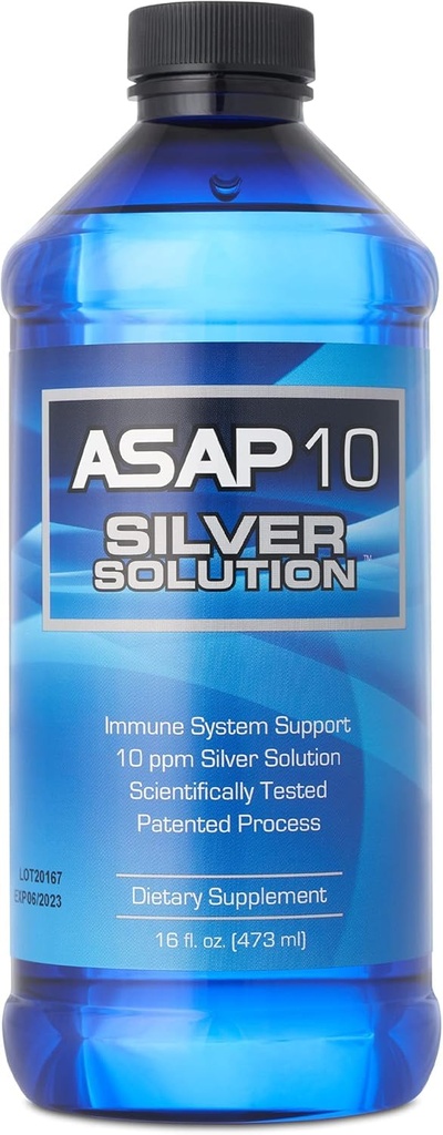 Amerika Biotech Labs - ASAP 10 Silver Solution - Imune System Support, 10 plum Silver Solution Dietary Suplemen - 16 F.