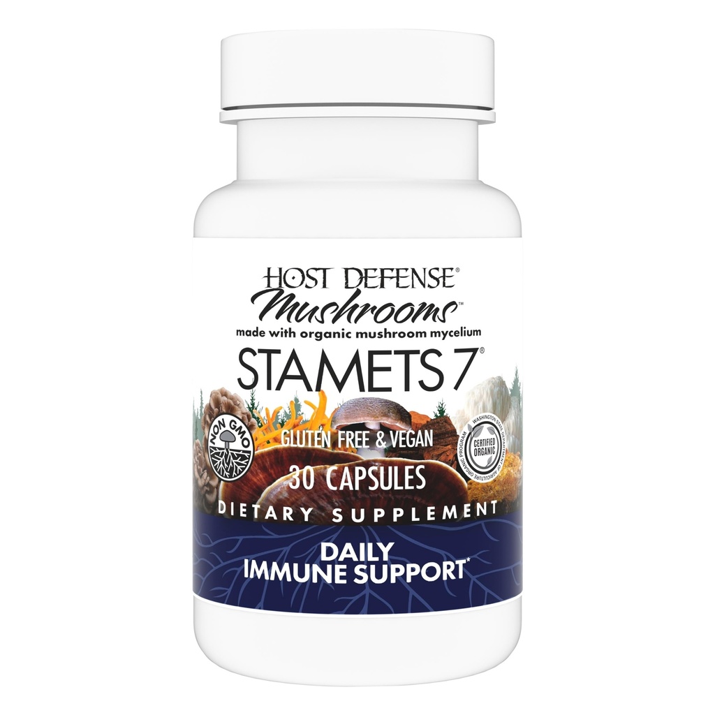 Stamets Host 7- 7 Species Blend - Mushroom Supplemen - Termasuk Royal Sun Blazei, Cordyceps, Reishi, Maitake, Singa & Mesima - 30 Capsules (15 Pelayan) *