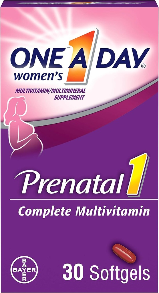 Satu-A-Day Prenatal 1 dengan DHA & Folic Acid softgels, 30 ea (Paket 4)
