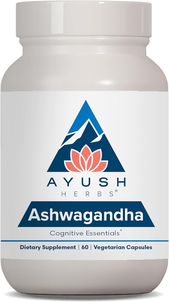 Ayush Herbs Ashwagandha Capsules - Ashwagandha untuk Pria & Perempuan, Aswaganda Suplemen, Powangda Root Murni Ashwaganda untuk Stress, 500mg per Pil - 60 Vegetarian Caplets (1 Count)