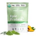 Sprout Living Epic Protein, Plant Based Protein & SuperFoods Powder, Mindful Matcha 124; 17 Grams Organic Protein Poader, Vegan, Non-GMO, Gluten Free, Adaptogens + Nootropics (1 Pound, 12 Pegawai)