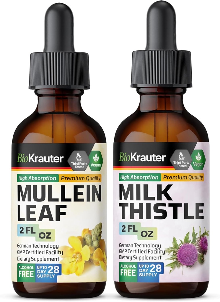 BIO KRAUTER Mullein Tacrture 2 Fl Oz. & Milk Thistle Tarture 2 Fl. Oz.
