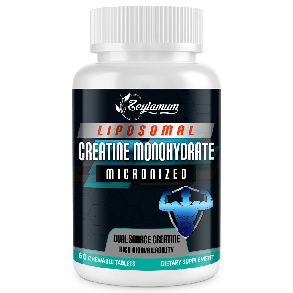 Creatine Chews Tablets for Men & Women, Creatine Monohydrate, 99% Absorpsi with Lipomal & Micronized, 30 Servis