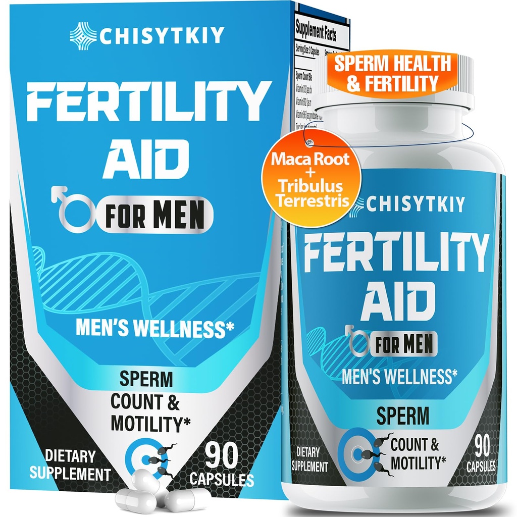 Suplemen Fertilitas Pria, Suplemen Fertilitas Lanjutan Untuk Pria Optimal Sperm Count Motilitas & TLevel Dengan Kaga Root, Tribulus Terrestris, Zinc, CoQ10, Pre Conception untuk-Nya, 90 Caps