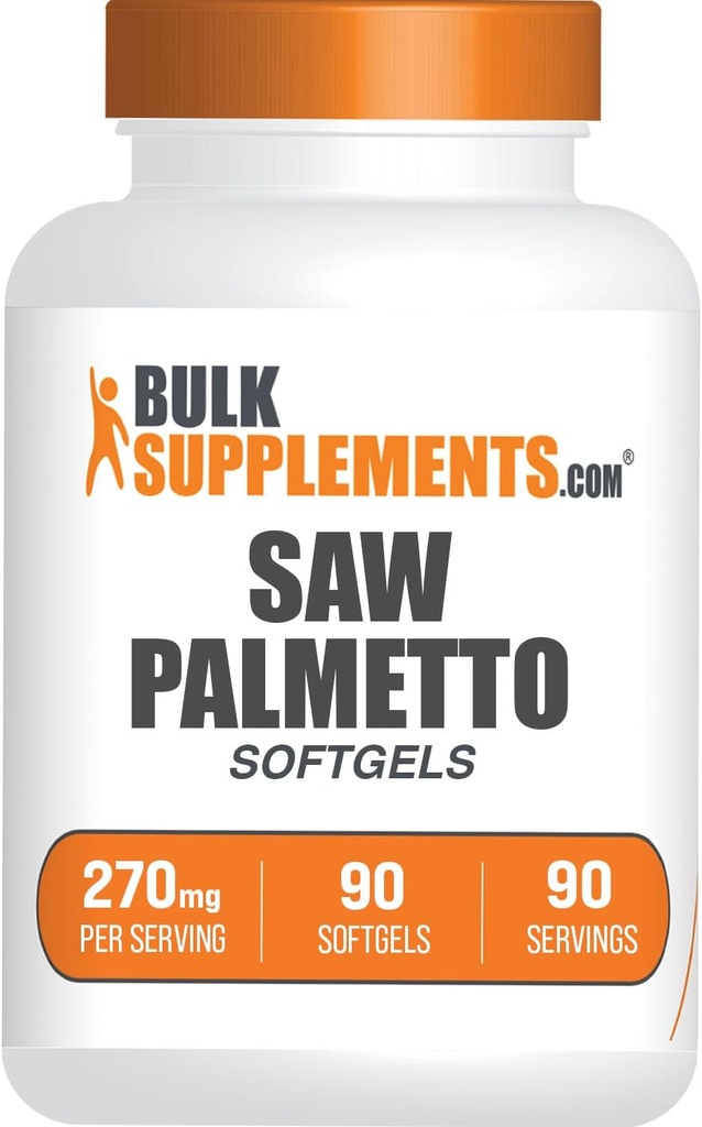 BulkSuplements.com Saw Palmetto Softgel - Saw Palmetto Suplement, Saw Palmetto 270mg - Herbal Suplemen, Gluten Free, 1 Softgel per Serving, 90 Count (Paket 1)