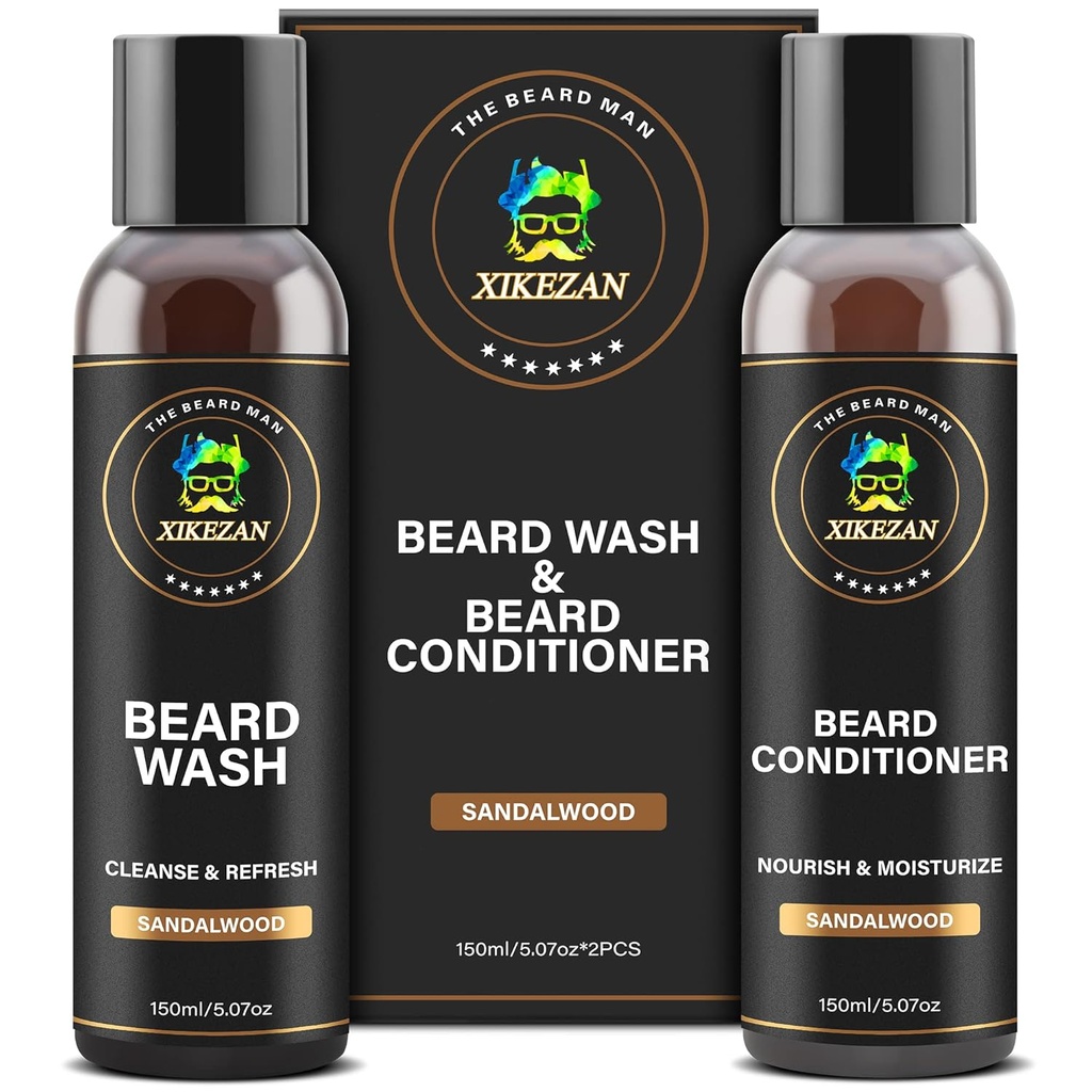 XIKEZAN Jenggot & Kondisioner Kondisioner Natural Softtener Set w / Argan & Joba Oils Smooths & Strengths Natal Menghentikan Stucking Stuffers Hadiah Hari Ayah untuk Pria-Nya Suami Ayah