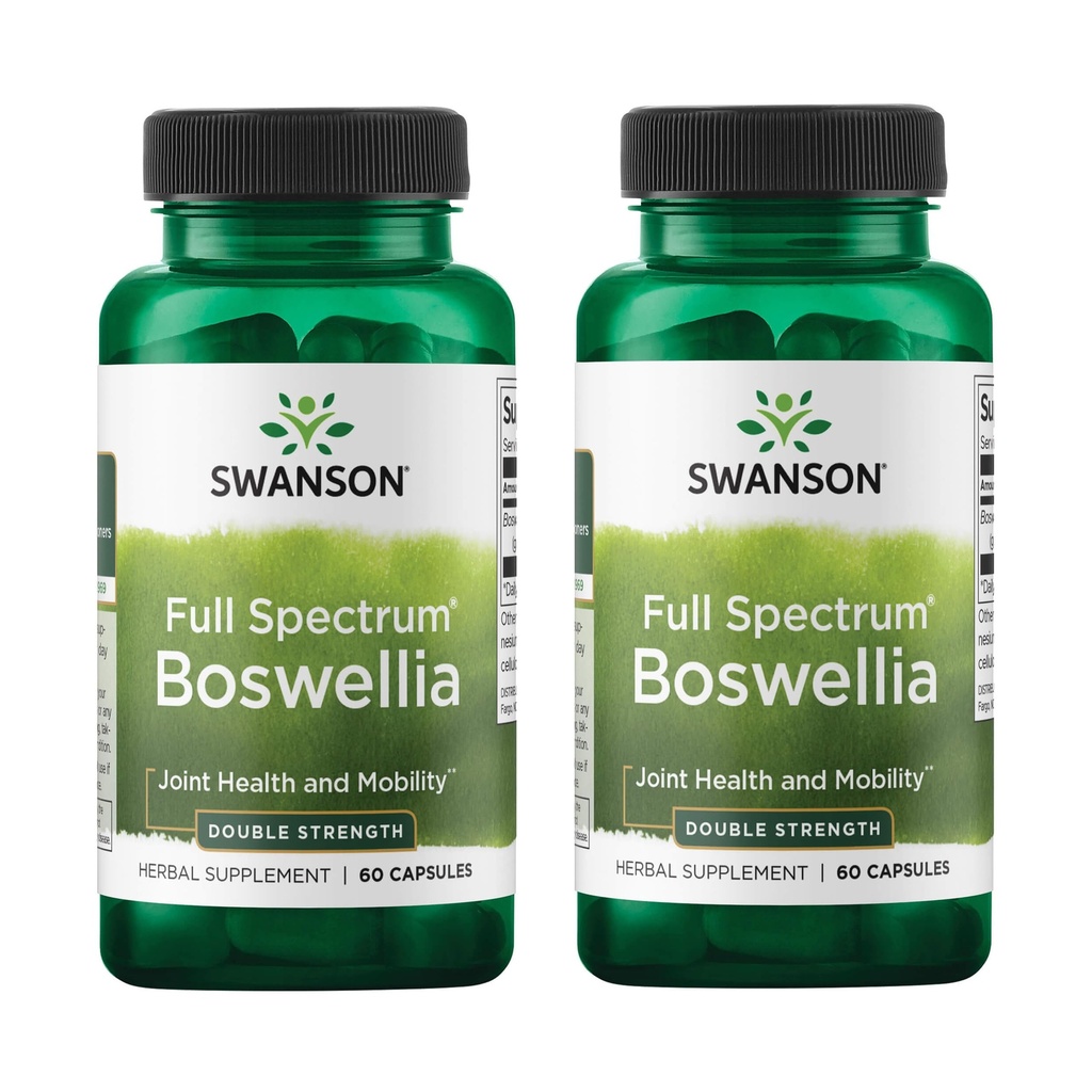 Swanson Kekuatan Ganda Boswellia - Herbal Pemasok Pendukung Bersama - Ayurvedic Herb untuk Joint Flexibility & Mobility Supports - Dibuat w / Boswellia Serrata Resin - (60 Capsules, 800mg Setiap) 2 Pack