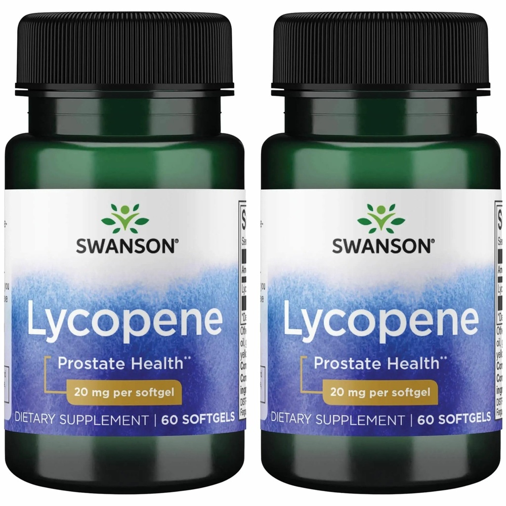 Swanson Lycopene - Suplemen Alam Memproyeksikan Kesehatan Prostat, Kesehatan Jantung, Tekanan Darah Dalam Jangkauan Normal - Mens Tambahan Kesehatan - (60 Softgels) 2 Pack