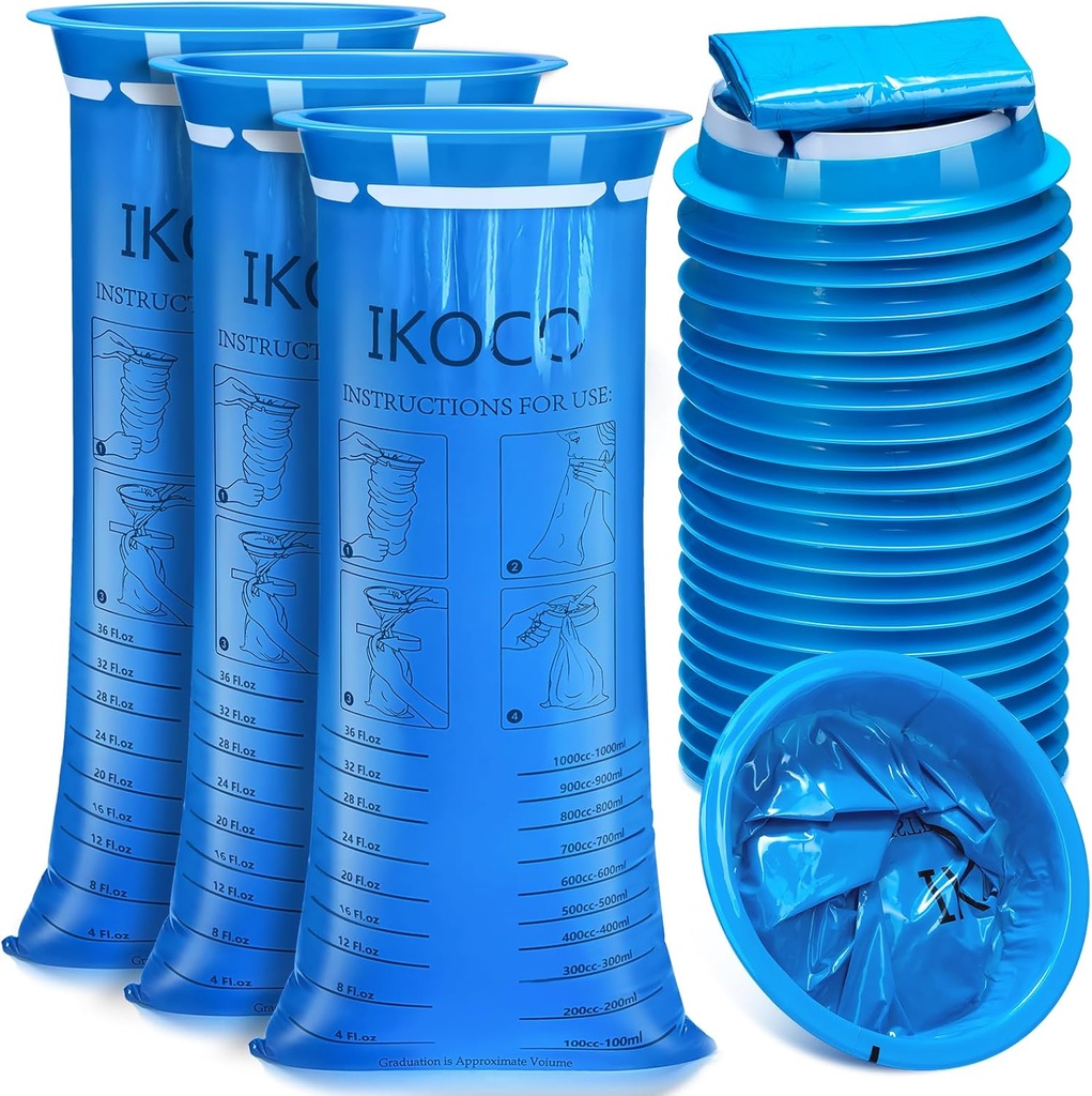 26 Pack Vomit Bags Disposable, IKOCO100ml Leak Resistan Throw Up Bag, Motion Barf Puke Sickness Bags for Travel, Nausea and Car