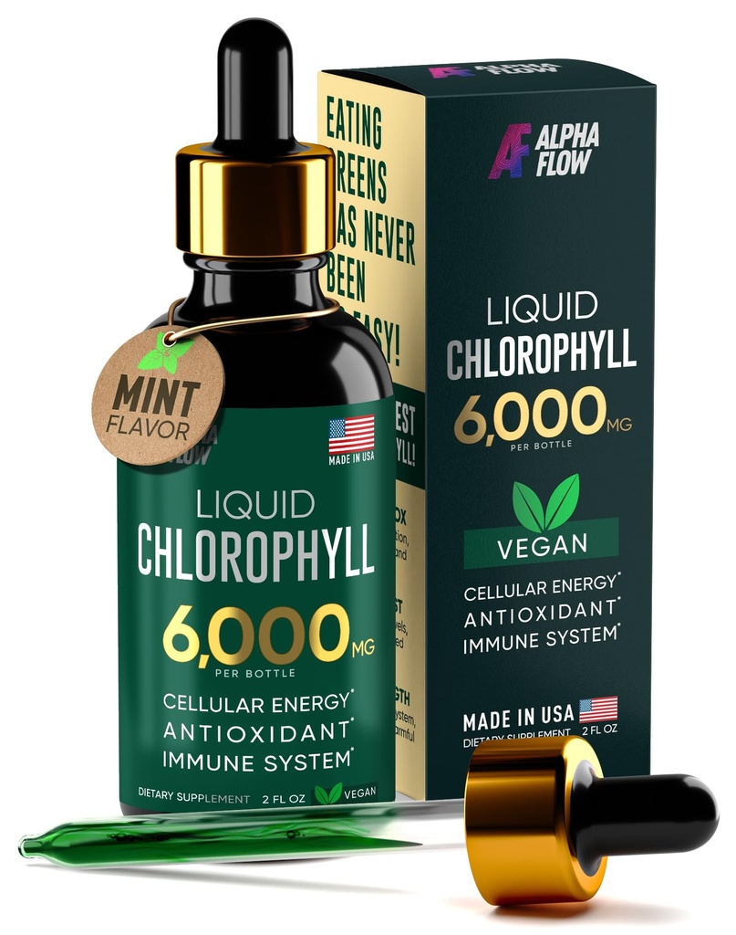 Klorofil Liquid Drops 6000 mg - Premium Liquid Chlorofil Suplement - All-inOne Antioksidant for Immune Boost, Energy Increase, Diathable Duction & Fast Detox - Non-GMO, Vegan