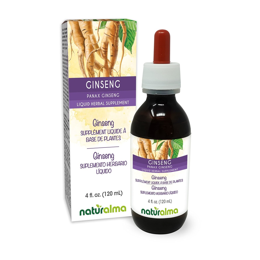 Naturalma Ginseng (Panax Ginseng) Root Alcohol- Free Tincture - 4 fl oz Liquid Extract in Drops - Herbal Supplemen - Vegan