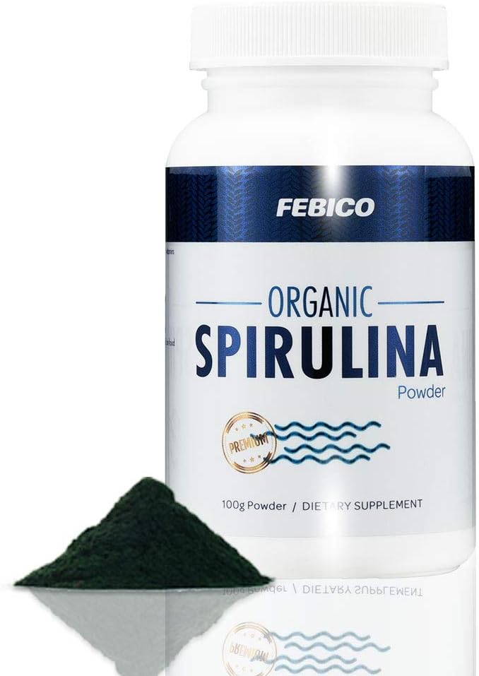 Premium Organic Spirulina Powder - Vegan, Enriched Vitamin B12 Complex, Phycocyanin, Energy Boost, Non-GMO, Gluten Free & Non- Irradiated, USDA, Naturland, Halal Abig