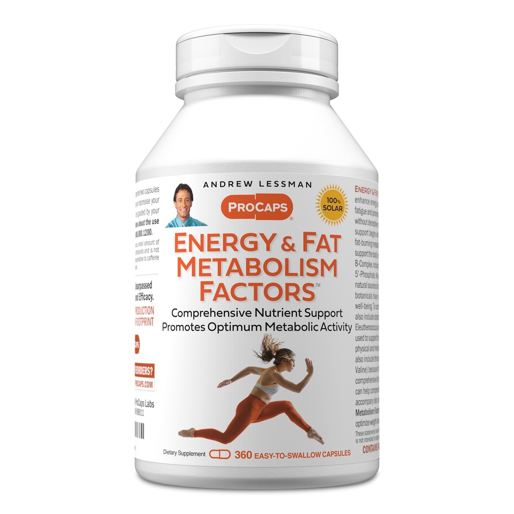 ANDREW LESSMAN Energy and Fat Metabolism Faktor 360 Capsules - Promotes Optimum Fat Burning and Energy Metabolism, dengan Carnitine, Green Tea, Guarana, Ginseng, B-Complex. Mudah untuk menelan Kapsul