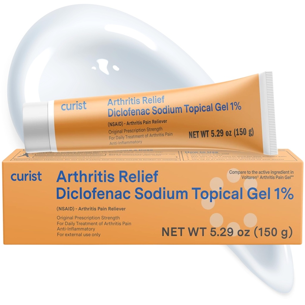 Curist Diclofenac Sodium Topical Gel 1 Percent 150g for Arthritis Pain Relief - Joint Pain for Hand / Foot Pain, Knee / Elbow Pain & Ankle Pain - 1% - 5.29oz