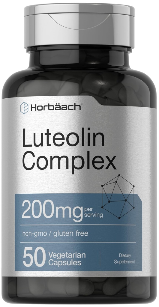 Horbäach Luteolin Complex Supplemen 124; dengan Rutin 124; 50 Capsules 14; Vegetarian, Non-GMO & Gluten Free Flavonoid Formula