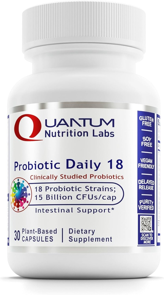 Probilisasi Lab Nutrition Quantum Harian 18 - Probisit for Digetical Health, Progration for Women and Men with Lactociillus Acivoilus, Reuteri for Heally Gut Microbiome - 30 Vegetarian Capsules