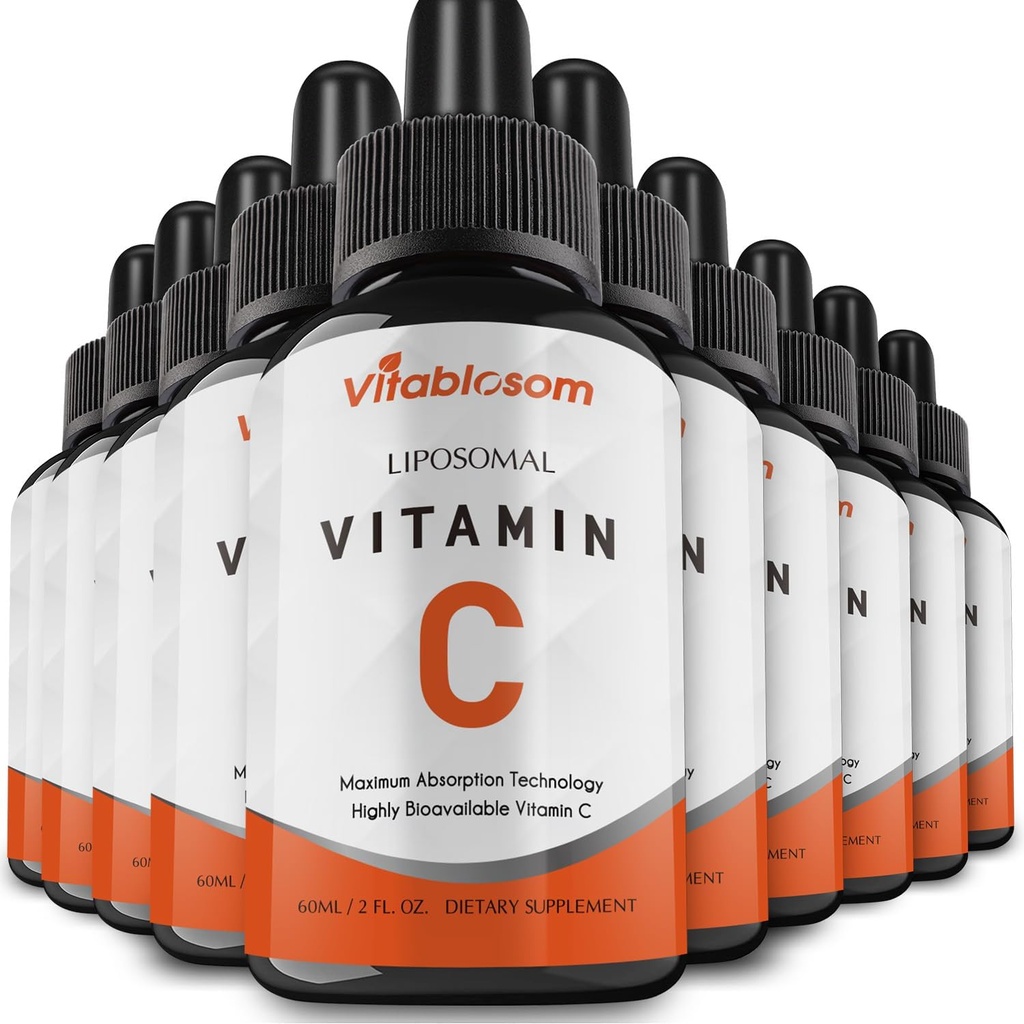 Lipomal Vitamin C 2000mg Liquid for Adults, High Absorpsi VIT C, Maksimalkan Vitamin C, Bagus untuk Imune System & Antioksidant, 60ML (10 Botol)