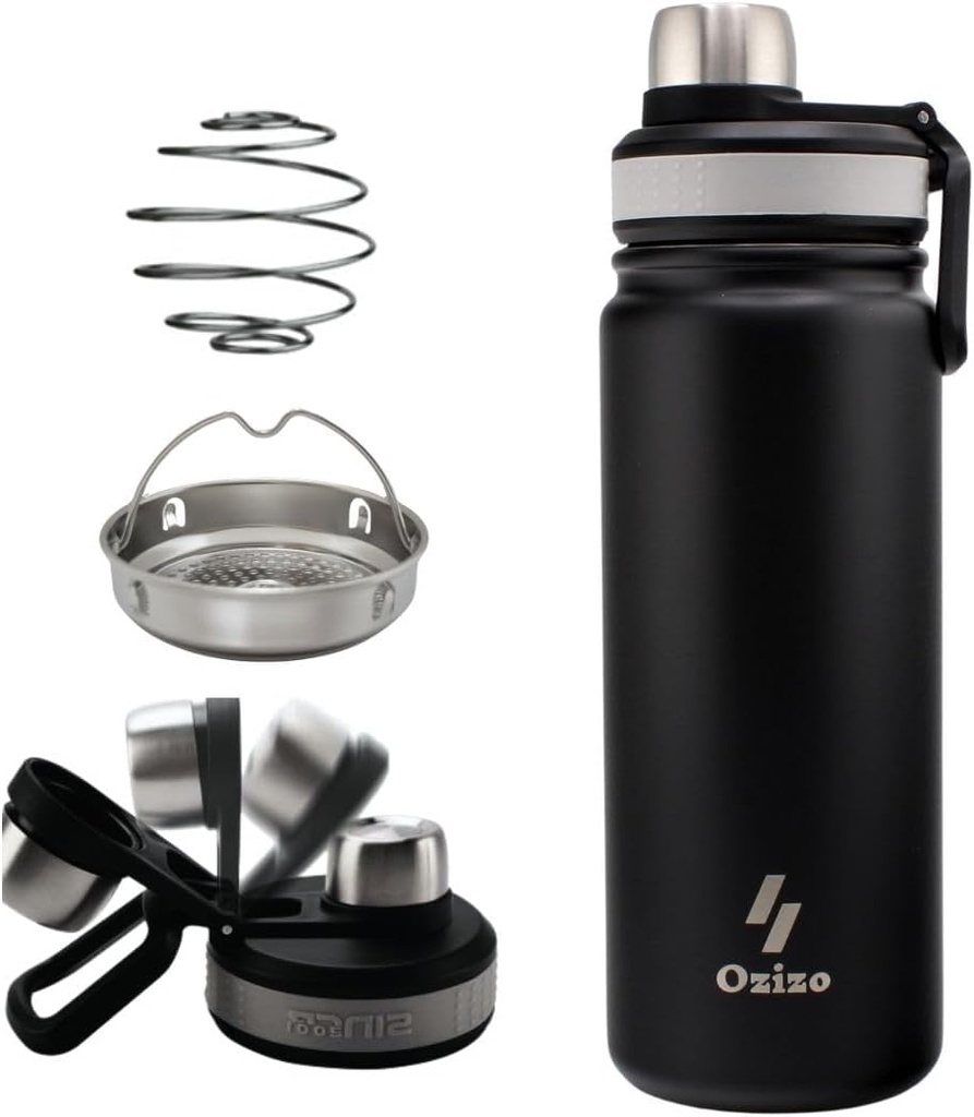 Ozizo 22 oz Stainless Steel Protein Botol Shaker dengan Filter dan Mixing Ball