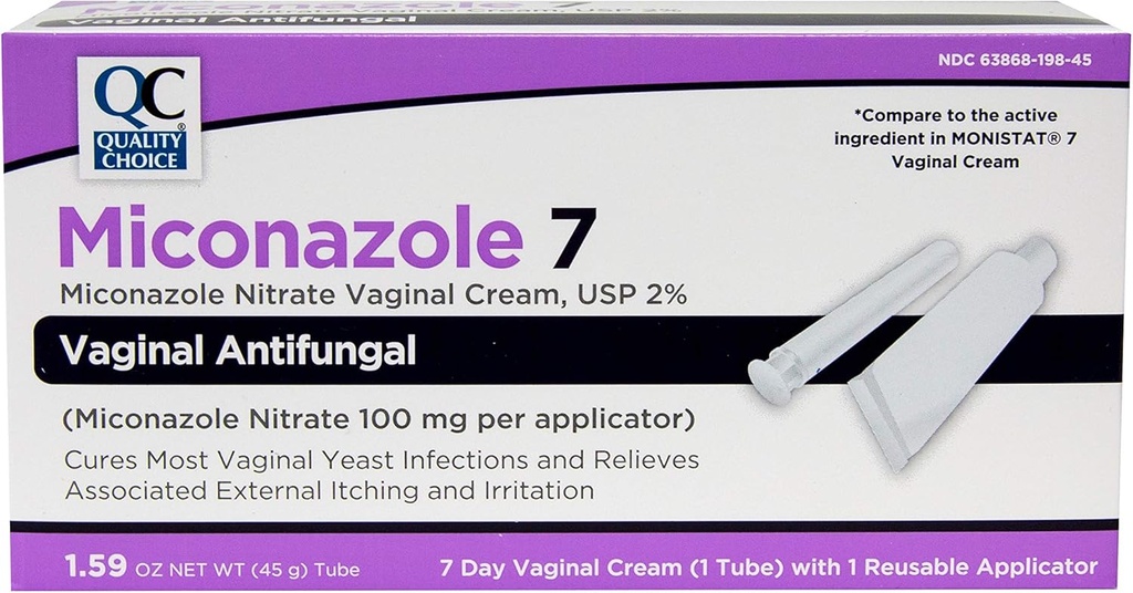Kualitas Pilihan Miconazole Nitrate 2% 7 Hari Vaginal Antifungal Cream, 1.59 Ounces (45g)