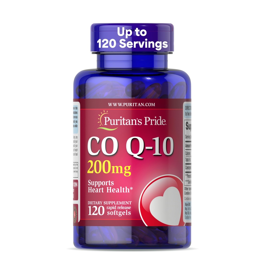 Koenzim Kebanggaan Puritan CoQ10 200mg, Tambahan Dietary untuk Kesehatan Jantung, Tekanan Darah, Oral Gum Kesehatan, dan Dukungan Penuaan Sehat, 120 Hamba, Rapid Lepaskan Softgels