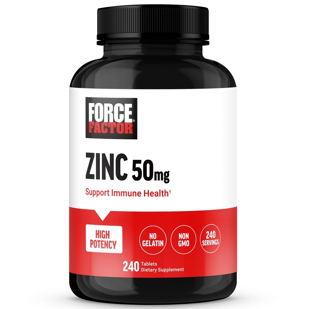 Angkatan Factor Zinc 50mg, Suplemen Zinc dengan bubuk Zinc Oxide, Gluconate Zinc, dan Zinc Citrate untuk Imune Dukungan dan Imune Kesehatan, Tinggi-Potency, Vegan, Geltin Free, Non-GMO, 240 Tablet
