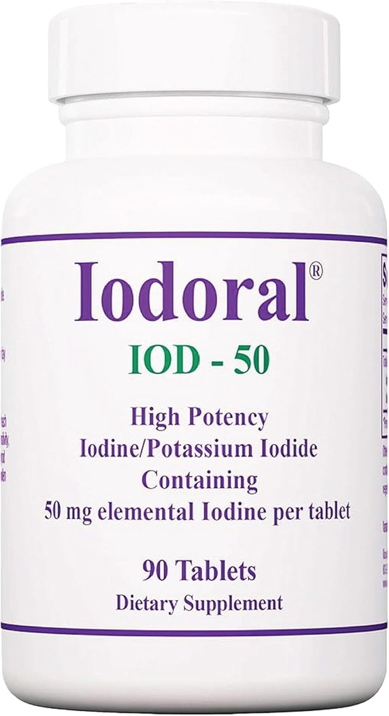 Optimox Iodoral 50 mg Suplemen - Potasium Iodide Tablet, Suplemen Loodine Potensi Tinggi, Dukungan Tiroid, Vitamin & Mineter- 90 Count