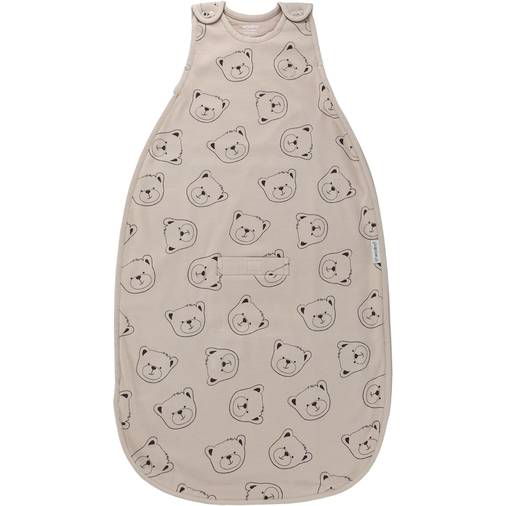 Woolino Merino Wool dan Oranic Cotton Ultimate Baby Sleep Sack - 4 Season Baby Wearable Blanket - Two-Way Zipper Adjustable Sleeping Bag - Ukuran Universal (224 Bulan) - Teddy Bear
