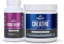 Good Night Natural Sleep Aid (60 Capsules) & Mikronized Creatine Monohydrate Powder (150g) Bundle - Natural Sleep Support with Melongadin, Ashwagandha & L- Theanine, Plus Pure Vegan Creaktine for Enhance