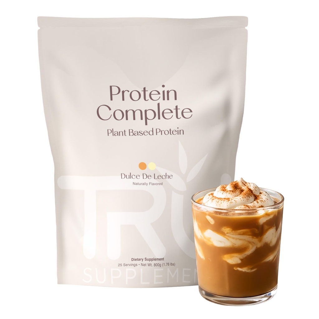 Tumbuhan Suplemen TRU Berdasarkan Powder Protein, BCAA, EAA, 20g Vegan Brown Rice & Pea Protein, 100 Kalori, 27 Vitamin, Tidak ada Flavors Articial 25 Pelayan (Dulce De Leche)