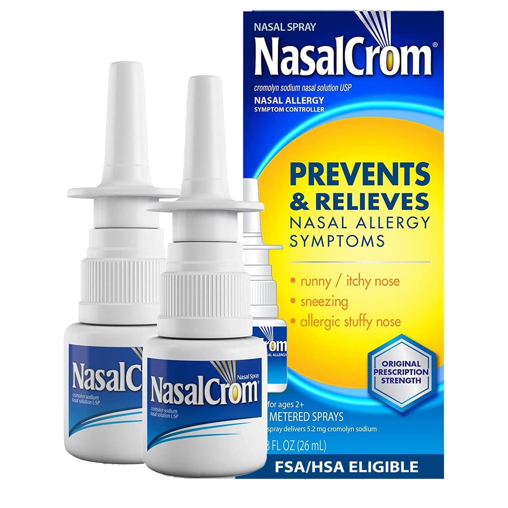 NasalCrom Nasal Spray Allergy Symptom Controller 124; 200 Spray 14; .88 FL OZ (2 Pack)