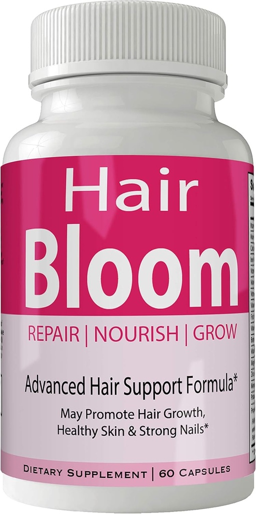 Rambut Bloom Pertumbuhan Rambut Pil Skin dan Nails Tambahan - Advanced Unique Growth Vitamin dan Mineral dengan Biotin - Gluten Gratis 60 Kapsul