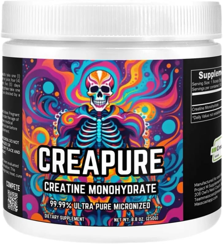 Creatine Monohydrate with 50 / 5g Servings - Creapure is 99,99% Creatine Monohydrate. Tak berselera Creatine Murni untuk Pertumbuhan Otot, Penahanan dan Perbaikan. Creatine Powder