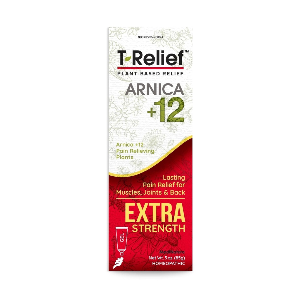 Mediacea T-Relief Ekstra Kekuatan Gel Arnica + 12 Aktif Bantuan Alam untuk Mustiness Soreness Kembali Gaib Aches & Stiffness Rhole Body Acting Relief for Women & 3 Oz