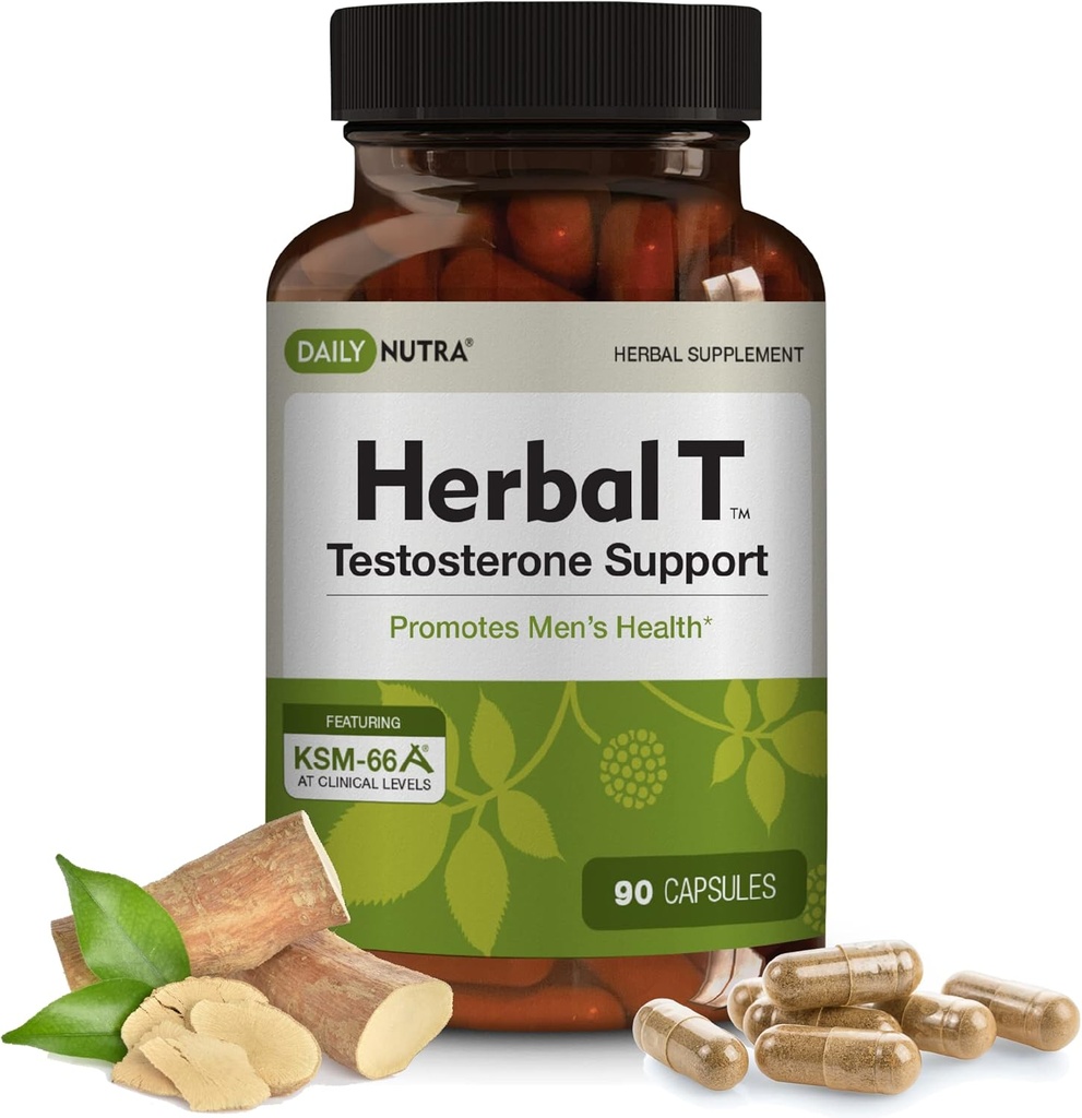 DailyNutra Herbal T Men 's Health Formula Suplement for Endurance, Vitalitas, & Healthy Aging - with KSM-66 Ashwagandha, Tongkat Ali, Tribulus, Eleuthero, & Horny Goat Weed (90 Capsules)