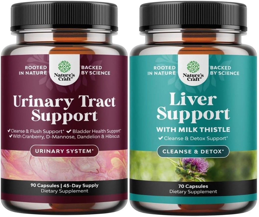Bundle of D Mannose Capsules with Cranberry Juice Powder & Dandelion for Urinary Trakt Health and Liver Dukung Milk Thistle Suplemen dengan Root Dandelion, Zolin, Beetroot & Artichoke Extract