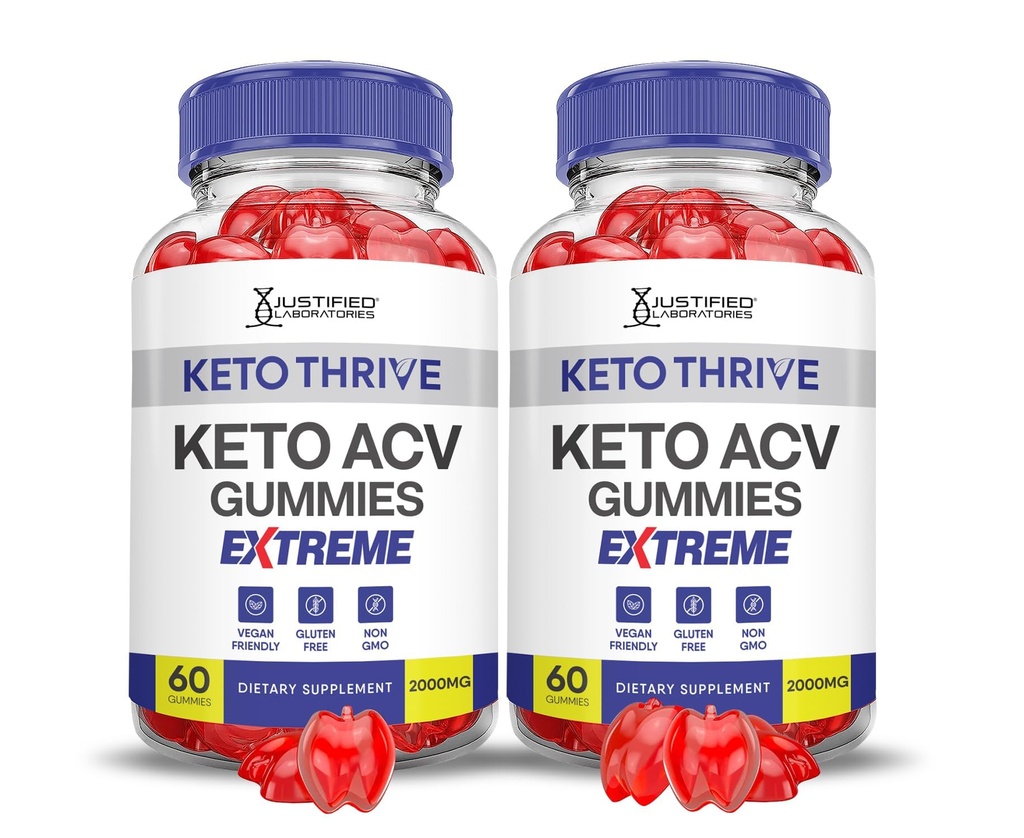 (2 Paket) Keto Thrive Keto ACV Gummies Ekstrim 2000MG Keto Thrive Keto Panto Apple Cider Formulated dengan Powder Beet Juice B12 Vegan Non GMO 120 Gummys