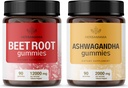 HERBAMAMA Beet Root dan Ashwagandha Kit - Bundle of 12000 met Beet Root with Black Pepper & 2000 mg Ashwagandha Root Gummies - Vegan, Glatin- Free, Non-GMO
