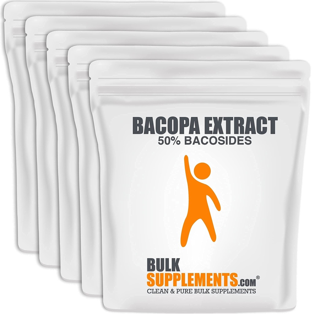 Suplemen BulkSuplements.com Bacopa Extract Powder - Basopa Monnieri Suplemen (Suplemen Basopa) - Suplemen Bacopa, Vegan & Gluten Bebas, 500mg per Serving, 5kg (11 lbs) (Paket 5)