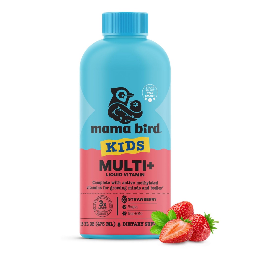Nest Wellness Kid Liquid Multivitamin: Methylated Vitamin, Whole Food, Vegan, B12, Gluten- Free, Non-GMO Methellfolat Daily Liquid Vitamin for Kids with Imune Support -Strawberry Flavor, 16oz