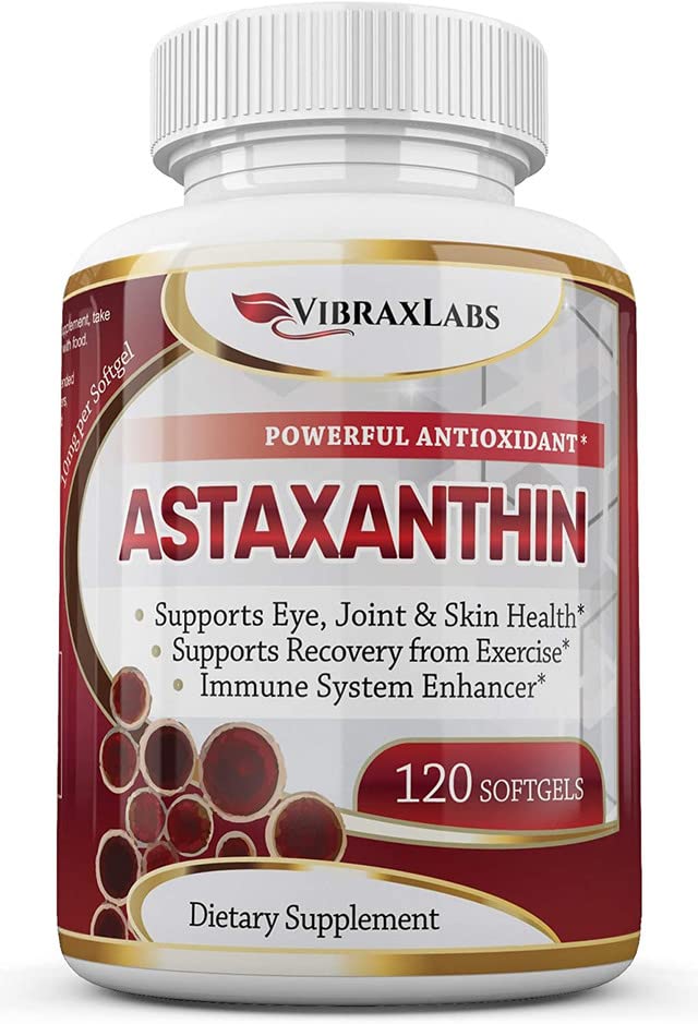 Astroxanthin 10mg Suplement / Best Pure Antioksidant dari Microgalgae, Membantu Skin Care & Eye, Rintangan Arthritic, Penuaan Heally, Energi Boosting, 120 None-GMO Softgeels - Premium Astaxanthin Suplemen