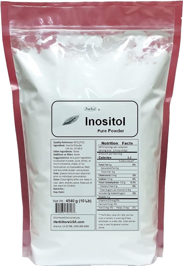 Inositol Bulk Pure Powder NFCC Kualitas Standar (4540g (10 Lb))