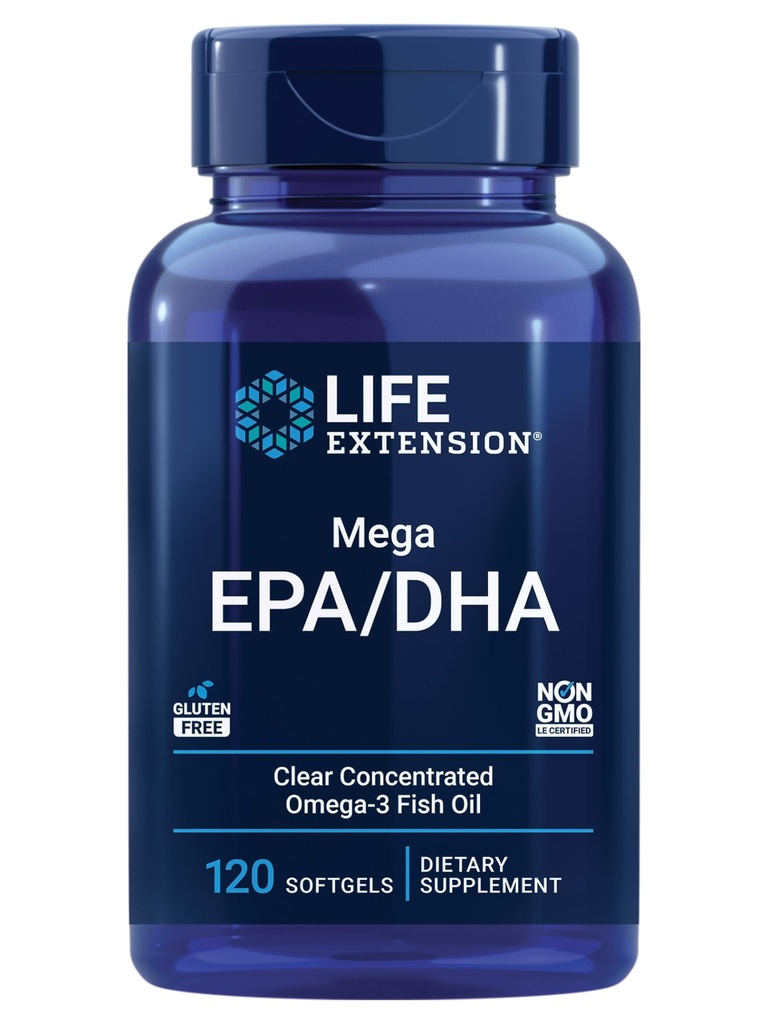 Ekstensi Hidup EPA / DHA, Omega- 3 asam lemak, Heart & Brain Health, Non-GMO, Gluten- Free, 120 softgel