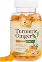 Turmeric Curcumin Suplement Gummies - 95% Curcuminoid dengan Turmeric & Ginger, Black Pepper untuk Absorpsi Terbaik, Nature 's Vegan Comport, Non-GMO, Gluten Free, Tasty Peach Flavor - 120 Gummies