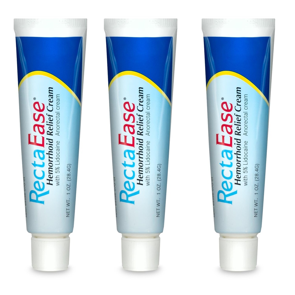 Globe Rectaease 5% Lidocaine (3 Pack) Heembehoid Relief Cream 1 oz Cream, Anorectal Cream, Rapid Nuraring Relief, Perlakuan Hemorhoid dari Itch dan Bakar
